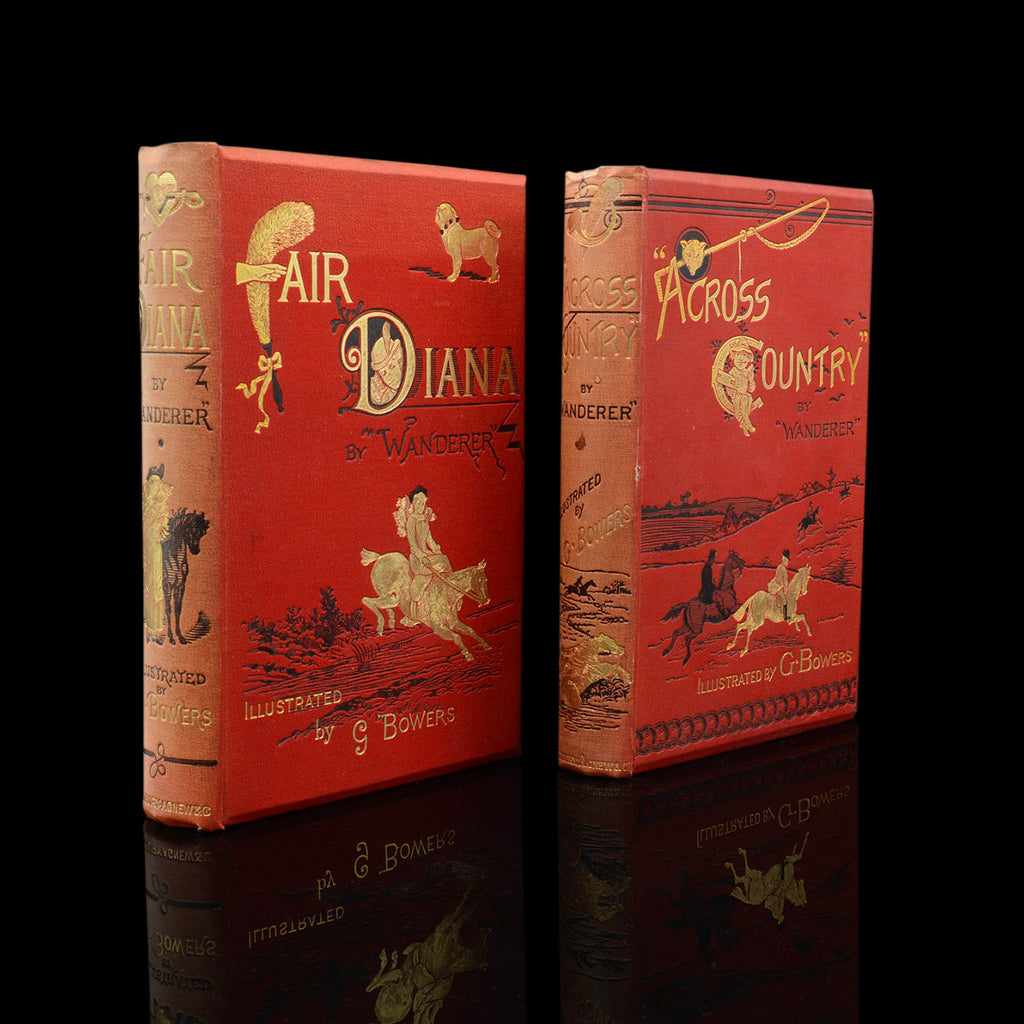 Pair Of Antique Novels, Across Country, Fair Diana, Wanderer, English, Victorian