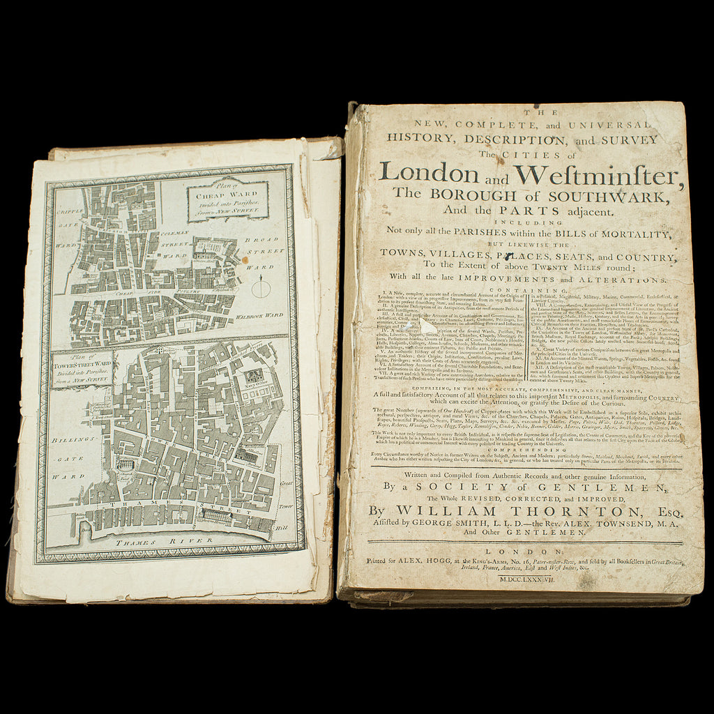 Antique Reference Book, Survey of London, English, Aged, Topographical, Georgian