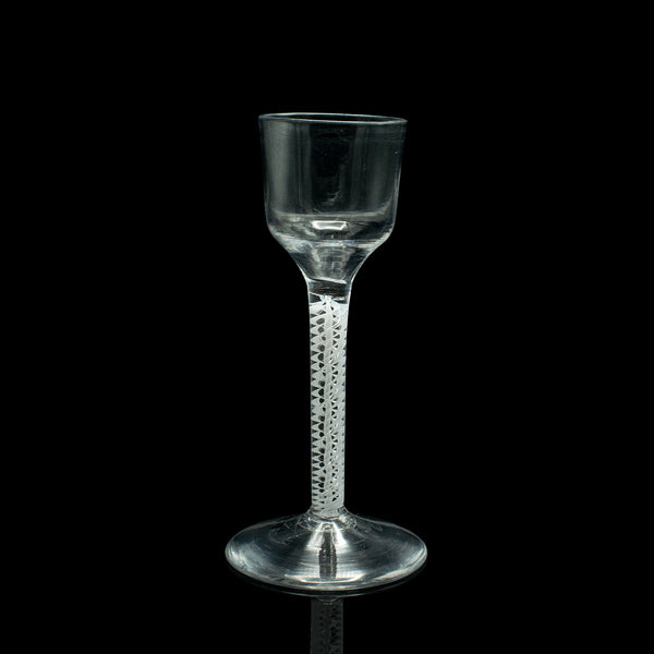 Small Antique Liqueur Glass, French, Art Glass, Twist Stem, Petite, Victorian