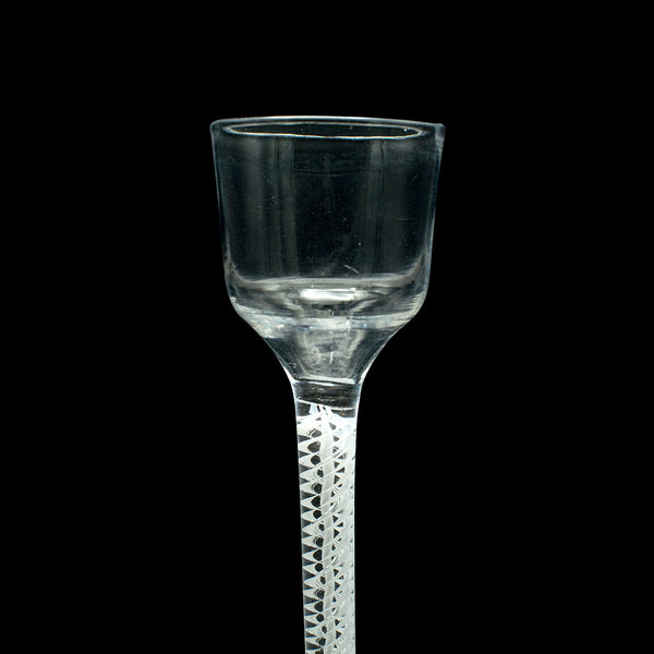 Small Antique Liqueur Glass, French, Art Glass, Twist Stem, Petite, Victorian