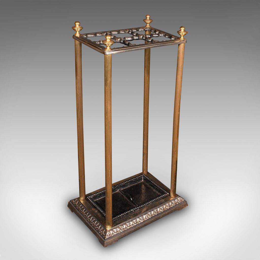 Vintage 6 Segment Umbrella Rack, English, Brass, Stick Stand, Art Deco, C.1940