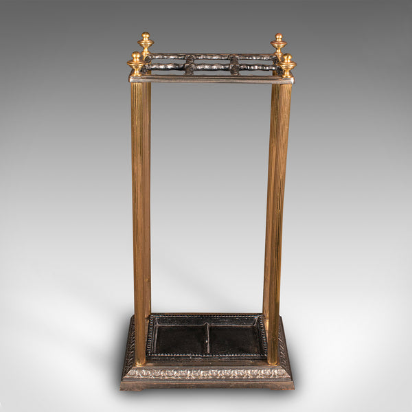 Vintage 6 Segment Umbrella Rack, English, Brass, Stick Stand, Art Deco, C.1940