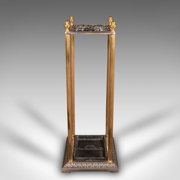 Vintage 6 Segment Umbrella Rack, English, Brass, Stick Stand, Art Deco, C.1940