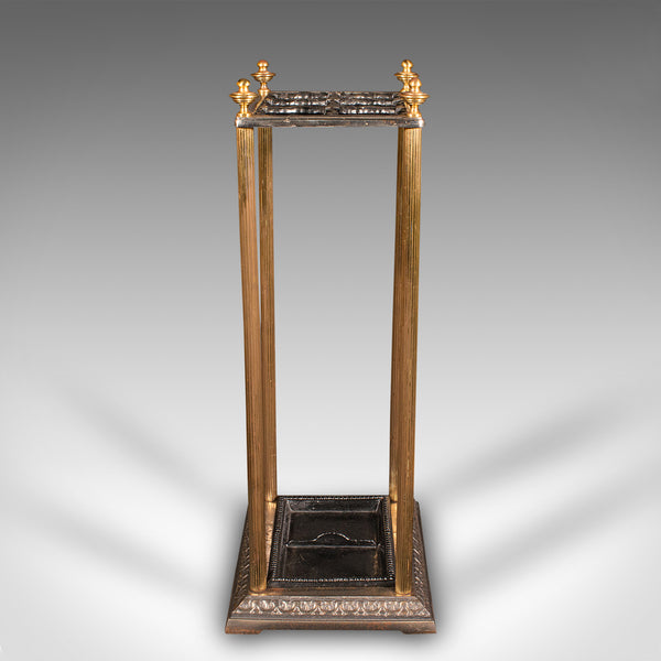 Vintage 6 Segment Umbrella Rack, English, Brass, Stick Stand, Art Deco, C.1940