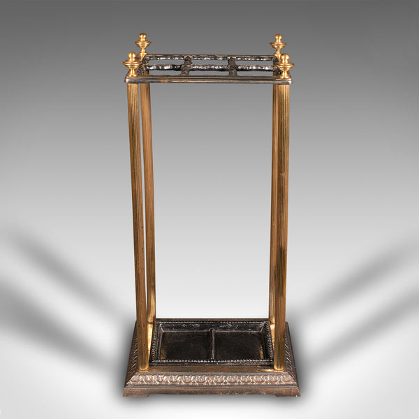 Vintage 6 Segment Umbrella Rack, English, Brass, Stick Stand, Art Deco, C.1940