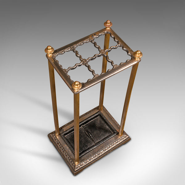 Vintage 6 Segment Umbrella Rack, English, Brass, Stick Stand, Art Deco, C.1940