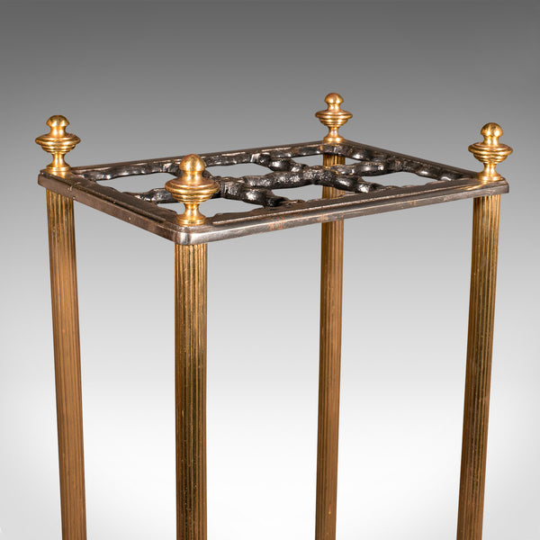 Vintage 6 Segment Umbrella Rack, English, Brass, Stick Stand, Art Deco, C.1940