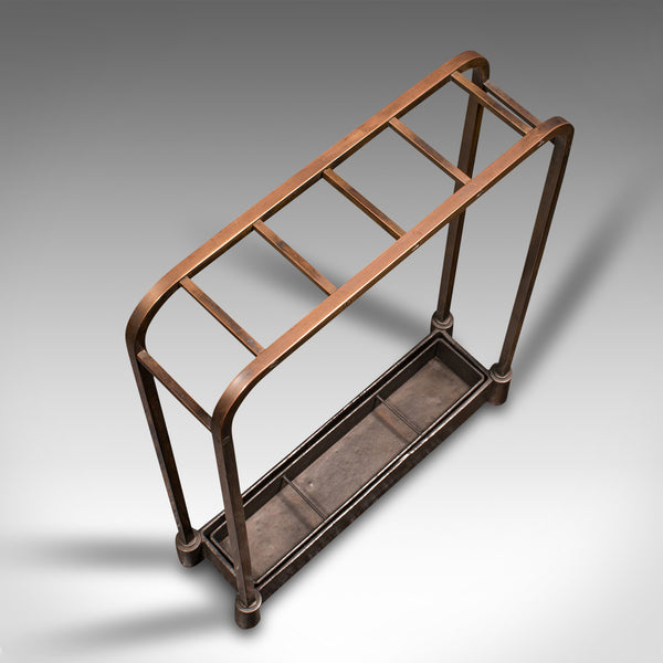 Antique Segmented Stick Stand, English, Brass, Umbrella Rack, Hallway, Victorian