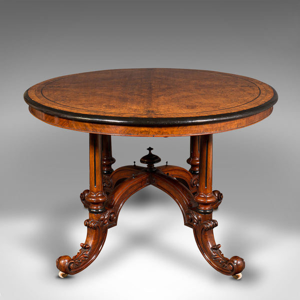 Antique Oval Looe Table, English, Walnut, 4 Seat, Centrepiece, Early Victorian
