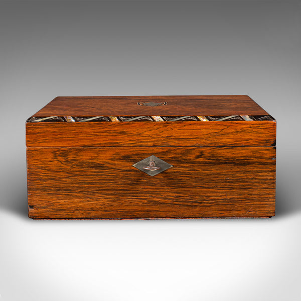 Antique Jewellery Box, English, Decorative, Keepsake, Inlaid, Victorian, C.1860