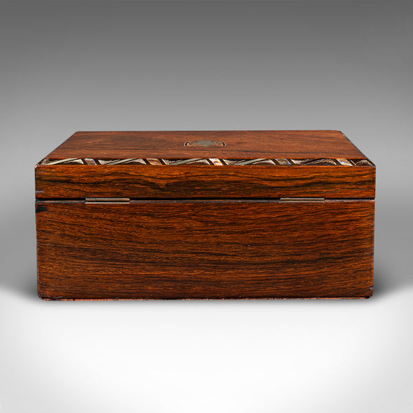 Antique Jewellery Box, English, Decorative, Keepsake, Inlaid, Victorian, C.1860