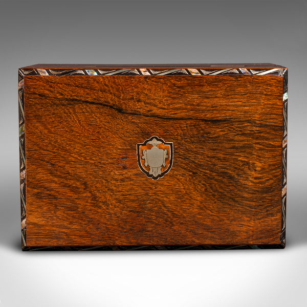 Antique Jewellery Box, English, Decorative, Keepsake, Inlaid, Victorian, C.1860