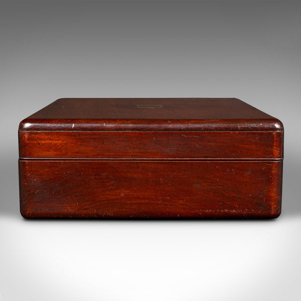 Small Antique Lined Jewellery Box, English, Keepsake Case, Victorian, Circa 1860