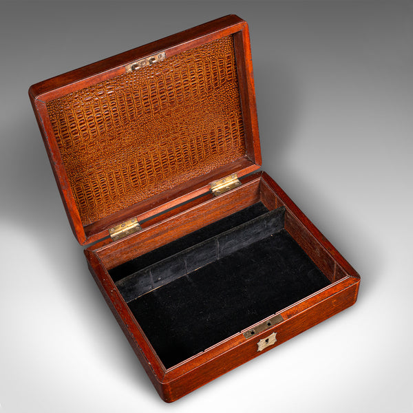 Small Antique Lined Jewellery Box, English, Keepsake Case, Victorian, Circa 1860