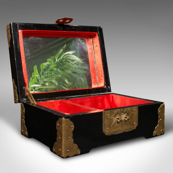 Small Vintage Decorative Jewellery Box, Chinese Lacquer, Keepsake Case, Art Deco