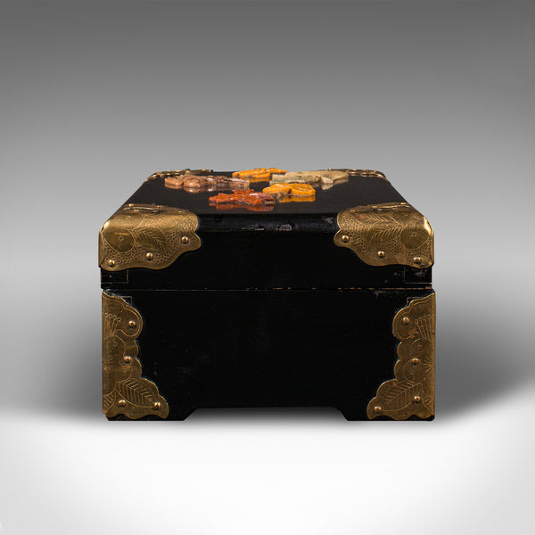 Small Vintage Decorative Jewellery Box, Chinese Lacquer, Keepsake Case, Art Deco