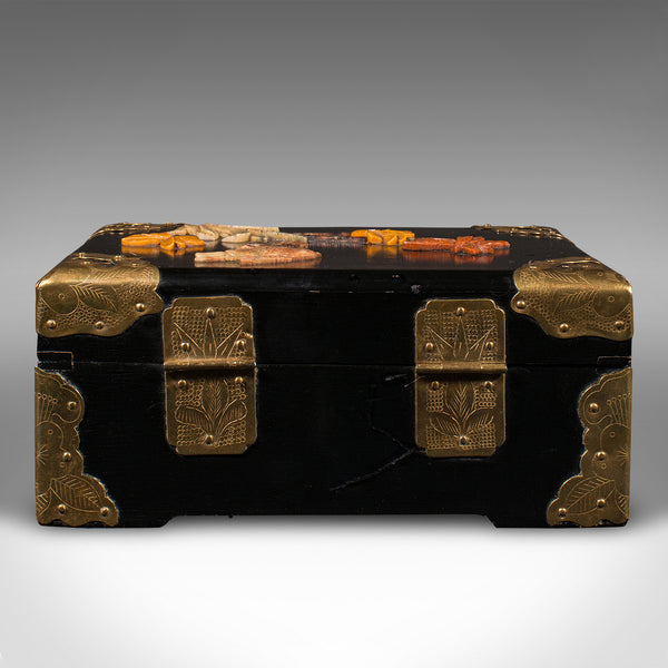 Small Vintage Decorative Jewellery Box, Chinese Lacquer, Keepsake Case, Art Deco