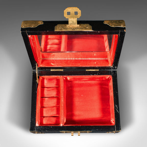 Small Vintage Decorative Jewellery Box, Chinese Lacquer, Keepsake Case, Art Deco
