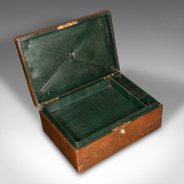 Antique Correspondence Box, English, Leather, Travel, After Asprey, Victorian