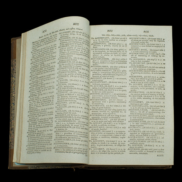 Antique Sheridan Dictionary, English, Reference, 9th Edition, Georgian, C.1804