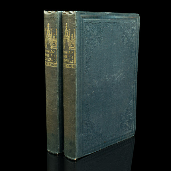 Pair Antique Books, Winkle's British Cathedrals, English, Reference, Victorian