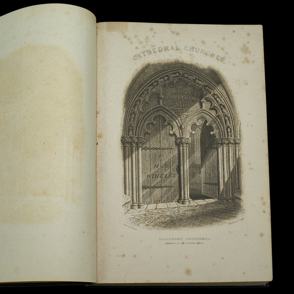 Pair Antique Books, Winkle's British Cathedrals, English, Reference, Victorian