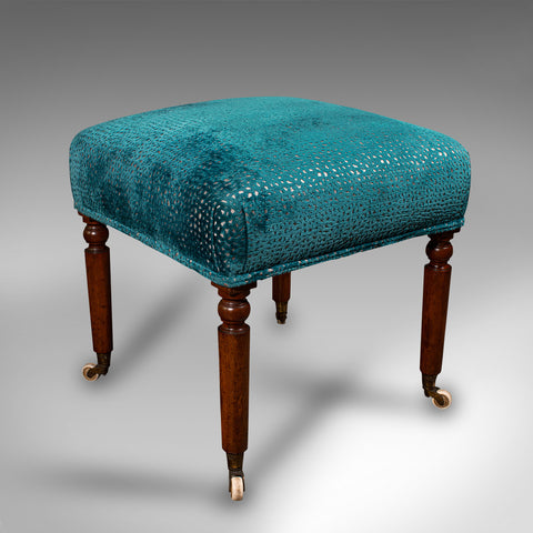 Antique Dressing Stool, English, Chenille Upholstery, Footstool, Regency, C.1820