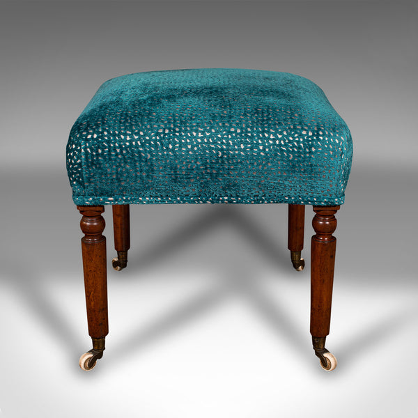 Antique Dressing Stool, English, Chenille Upholstery, Footstool, Regency, C.1820