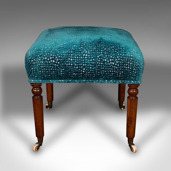 Antique Dressing Stool, English, Chenille Upholstery, Footstool, Regency, C.1820