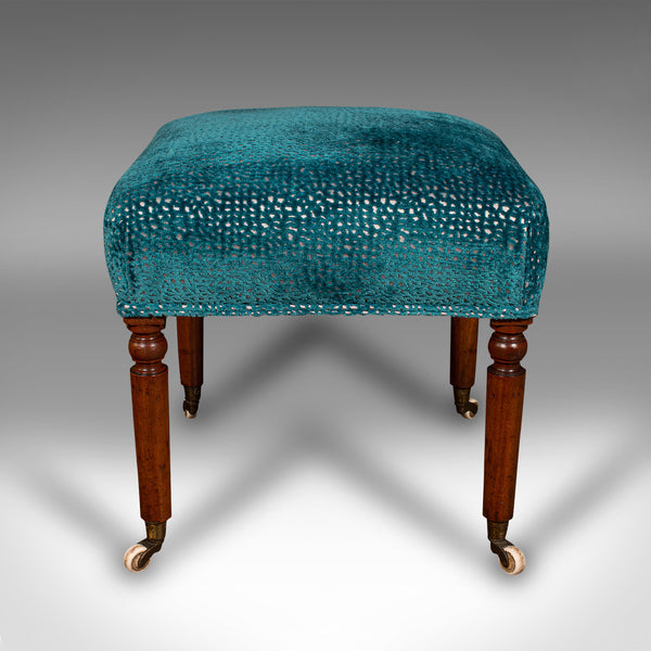 Antique Dressing Stool, English, Chenille Upholstery, Footstool, Regency, C.1820