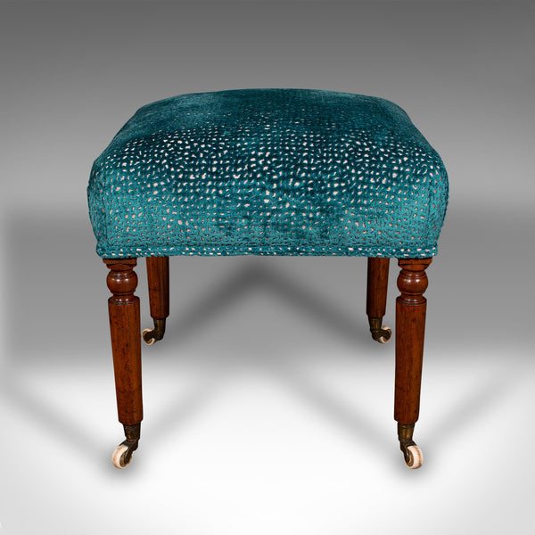 Antique Dressing Stool, English, Chenille Upholstery, Footstool, Regency, C.1820