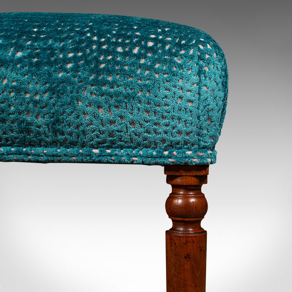 Antique Dressing Stool, English, Chenille Upholstery, Footstool, Regency, C.1820