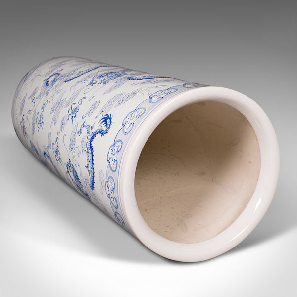 Tall Vintage Blue and White Stick Stand, Chinese, Large, Umbrella Holder, C.1960