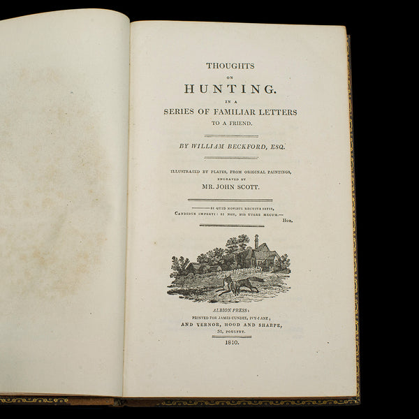 Antique Book, Thoughts on Hunting by William Beckford, English, Georgian, 1810