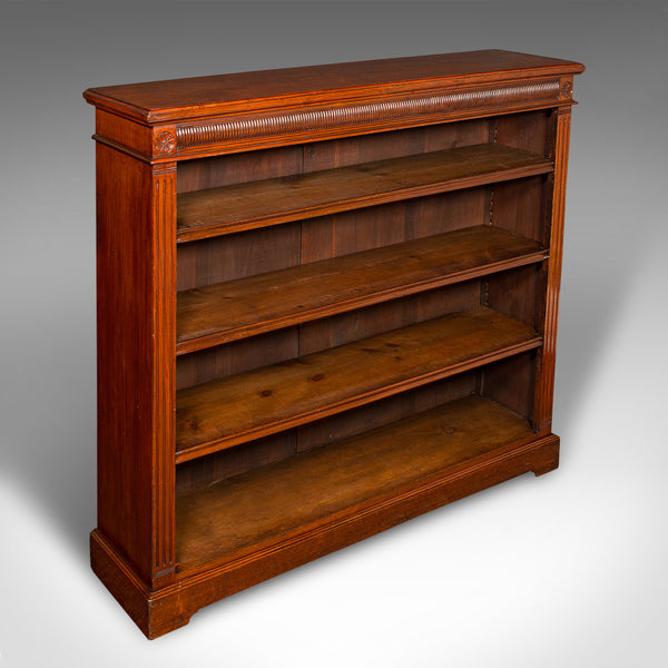 Antique Open Bookcase, English, Walnut, Bookshelf Cabinet, Victorian, Circa 1900