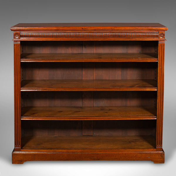Antique Open Bookcase, English, Walnut, Bookshelf Cabinet, Victorian, Circa 1900