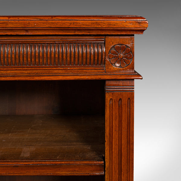 Antique Open Bookcase, English, Walnut, Bookshelf Cabinet, Victorian, Circa 1900