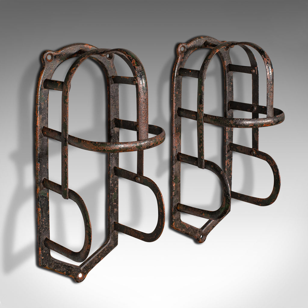 Pair Of Antique Equestrian Tack Rests, English Iron, Stables, Outdoor, Victorian