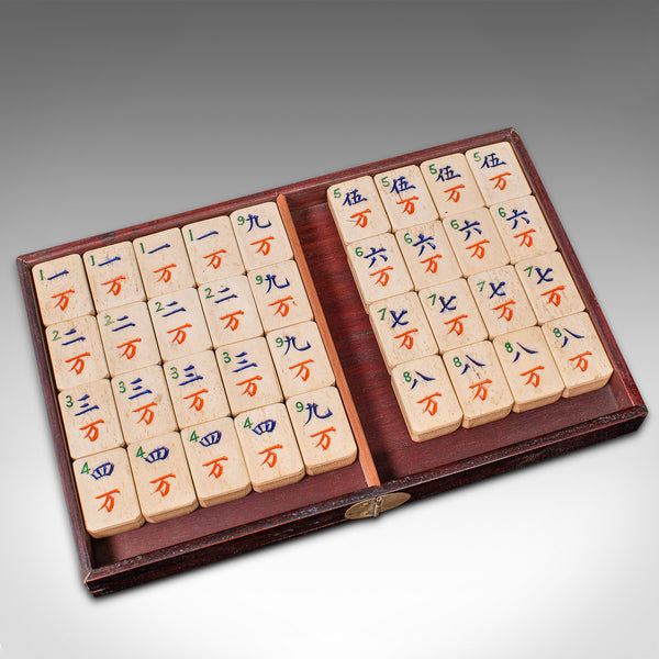 Vintage Mah-jong Set, Chinese, Cased Gaming Set, Bamboo, Mid 20th Century, 1960