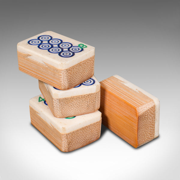 Vintage Mah-jong Set, Chinese, Cased Gaming Set, Bamboo, Mid 20th Century, 1960