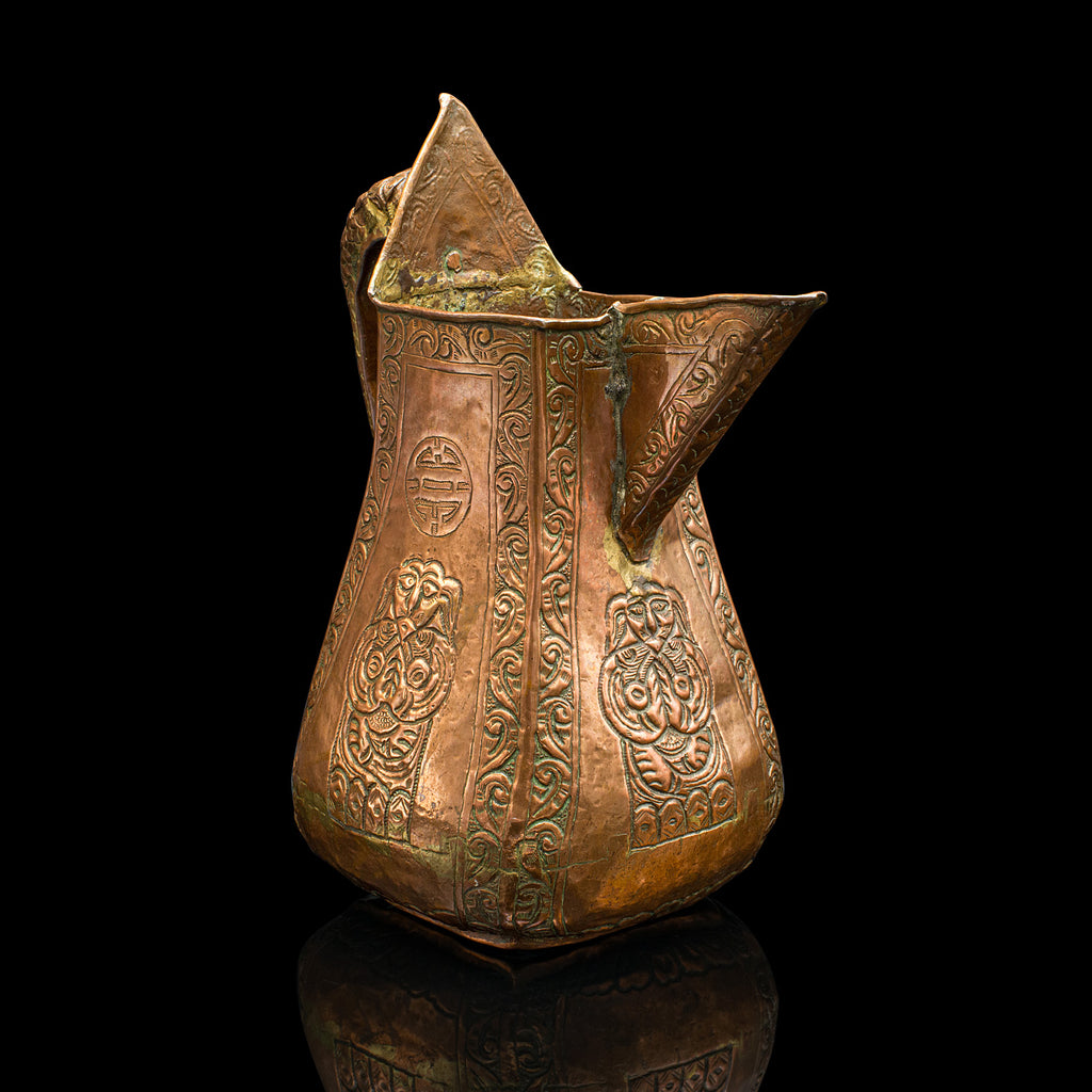 Antique Serving Jug, Chinese, Copper, Decorative Ewer, Provincial, Victorian