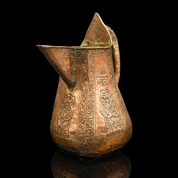 Antique Serving Jug, Chinese, Copper, Decorative Ewer, Provincial, Victorian