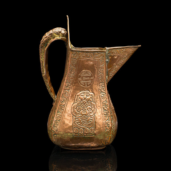 Antique Serving Jug, Chinese, Copper, Decorative Ewer, Provincial, Victorian