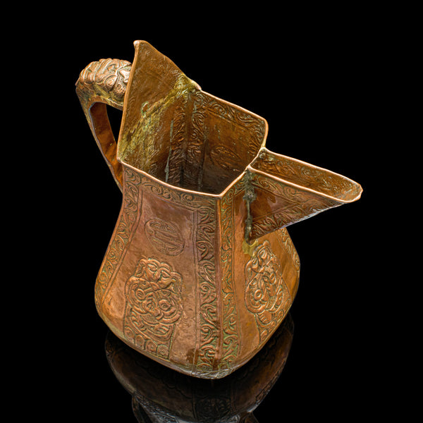 Antique Serving Jug, Chinese, Copper, Decorative Ewer, Provincial, Victorian