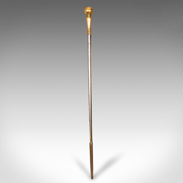 Antique Set Of Fireside Tools, English, Brass, Shovel, Poker, Tongs, Georgian