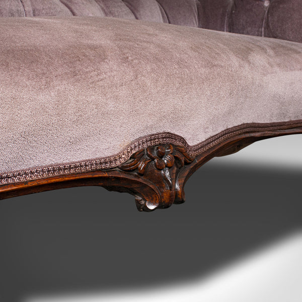 Antique Double Spoon Back Settee, English, 3 Seat, Sofa, Early Victorian, C.1840