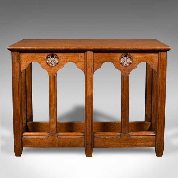 Antique Ecclesiastical Side Table, Scottish Oak, Hall, Gothic Revival, Victorian
