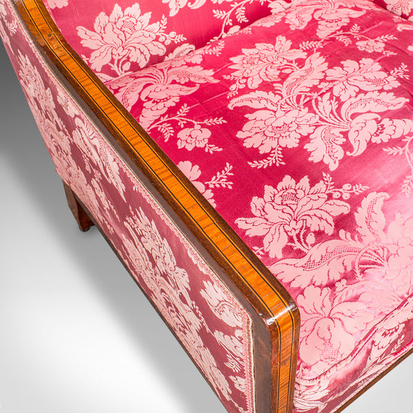 Antique Wing Back Chair, English, Silk Cotton, Morning Room Armchair, Edwardian