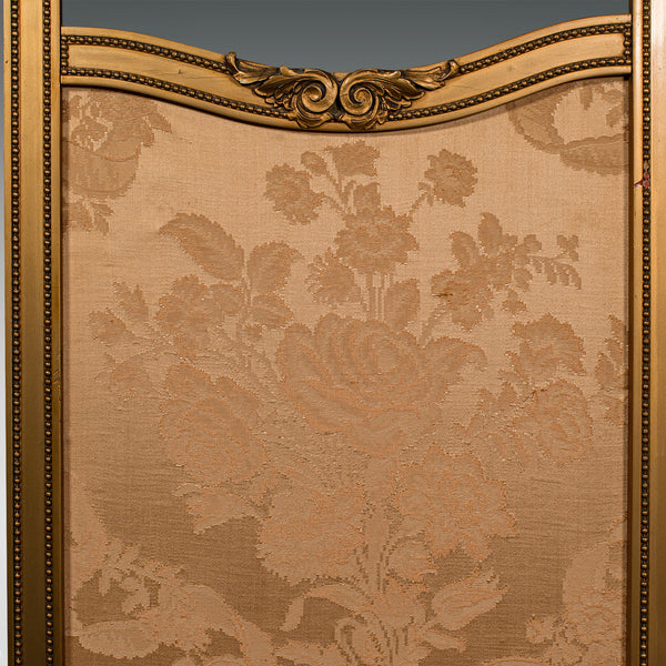 Antique 3 Panel Dressing Screen, French, Giltwood, Room Divider, Victorian, 1900