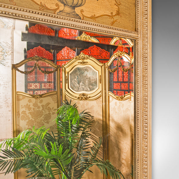 Tall Antique Trumeau Mirror, French, Provincial, Pier, Wall, Victorian, C.1900